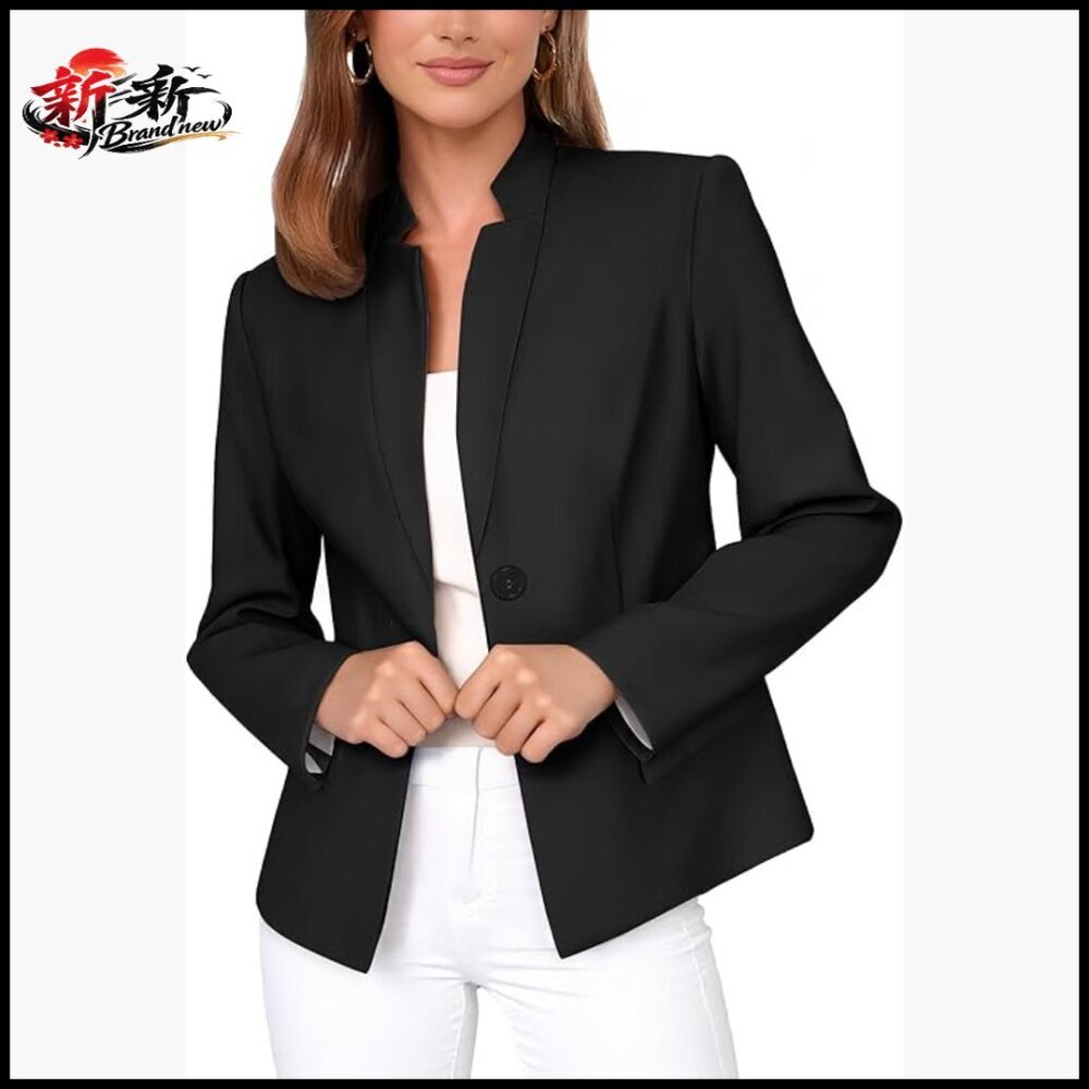 Polyester Blazer with Lapel and Pockets for Business Casual Office Wear
